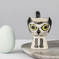 Hannah Turner Egg Cup - Black and White Cat